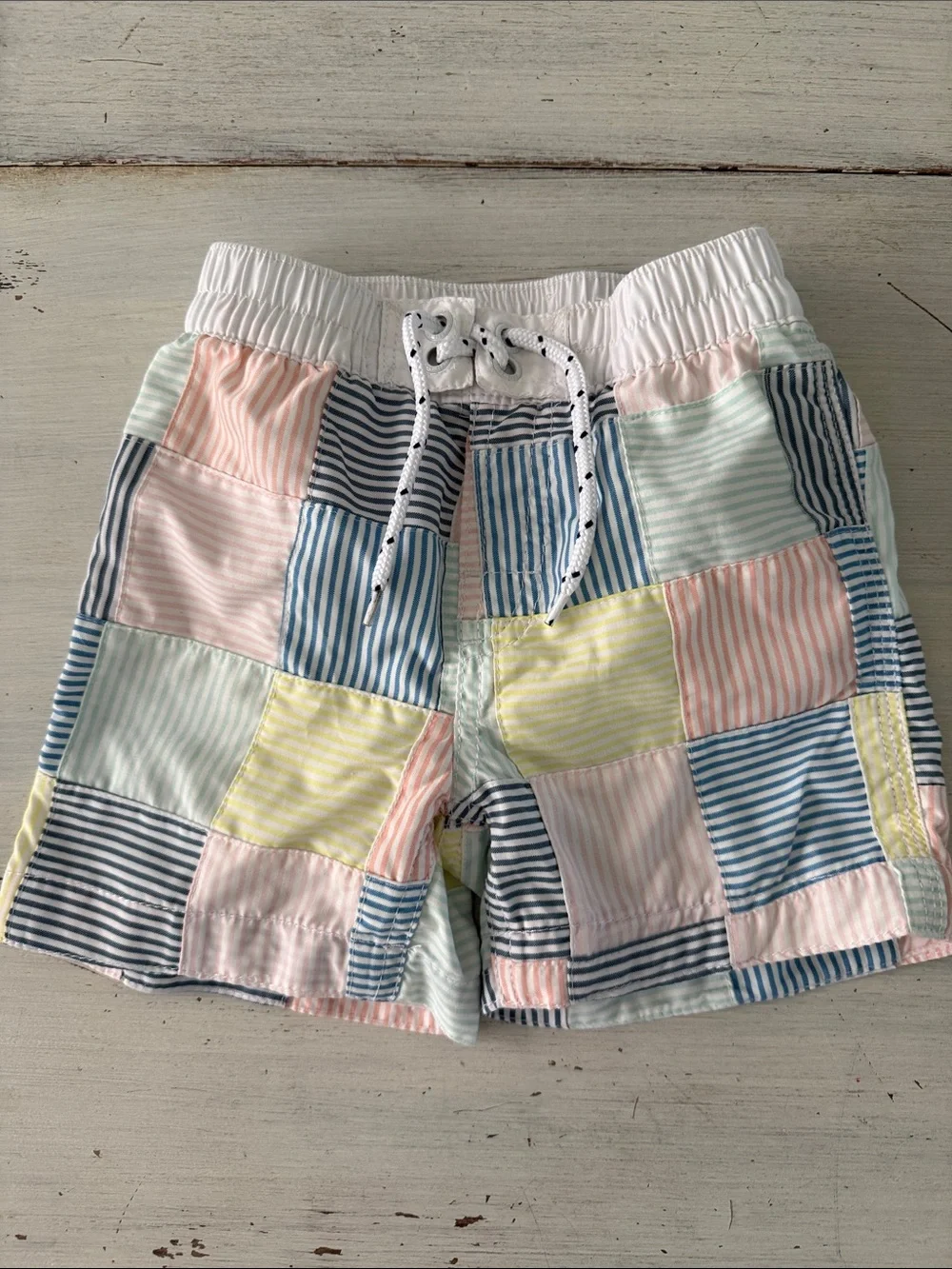 Baby GAP Pastel Patchwork Stripe Swim Trunks - Size 18-24 Months